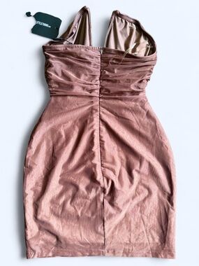 PrettyLittleThing Dusty Rose Strapless Ruched Bodycon Dress